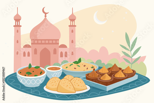 Beautiful Eid Food Bold Pastel And Gra Premium Digital Asset