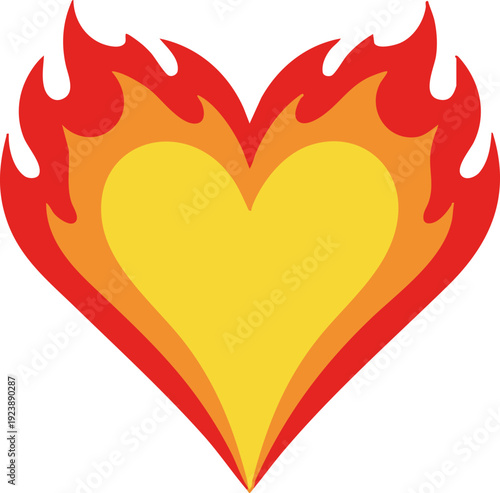 Flaming Heart Symbol Graphic Illustration