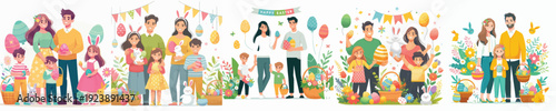 vector of family celebate easter 