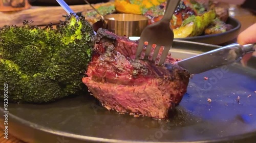 beef steak with broccoli cut
