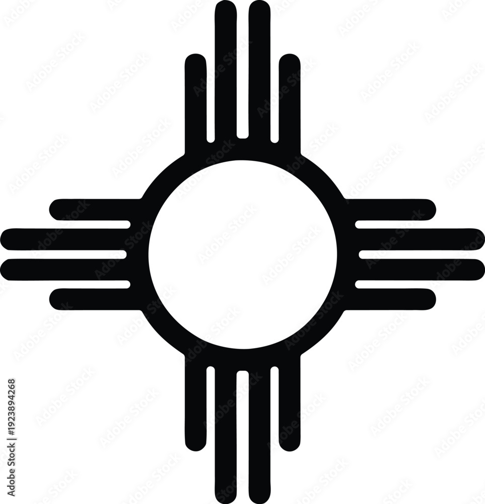 Fototapeta premium sun symbol icon in bold black geometric style