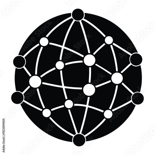 Global Network Connection Icon Silhouette