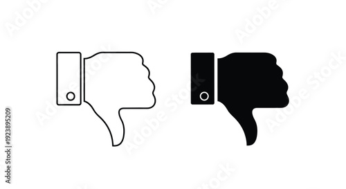 A thumbs down icon in outline and solid style