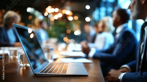 Wallpaper Mural Defocused business meeting in progress, blurred corporate collaboration, professional gathering scene, with copy space Torontodigital.ca