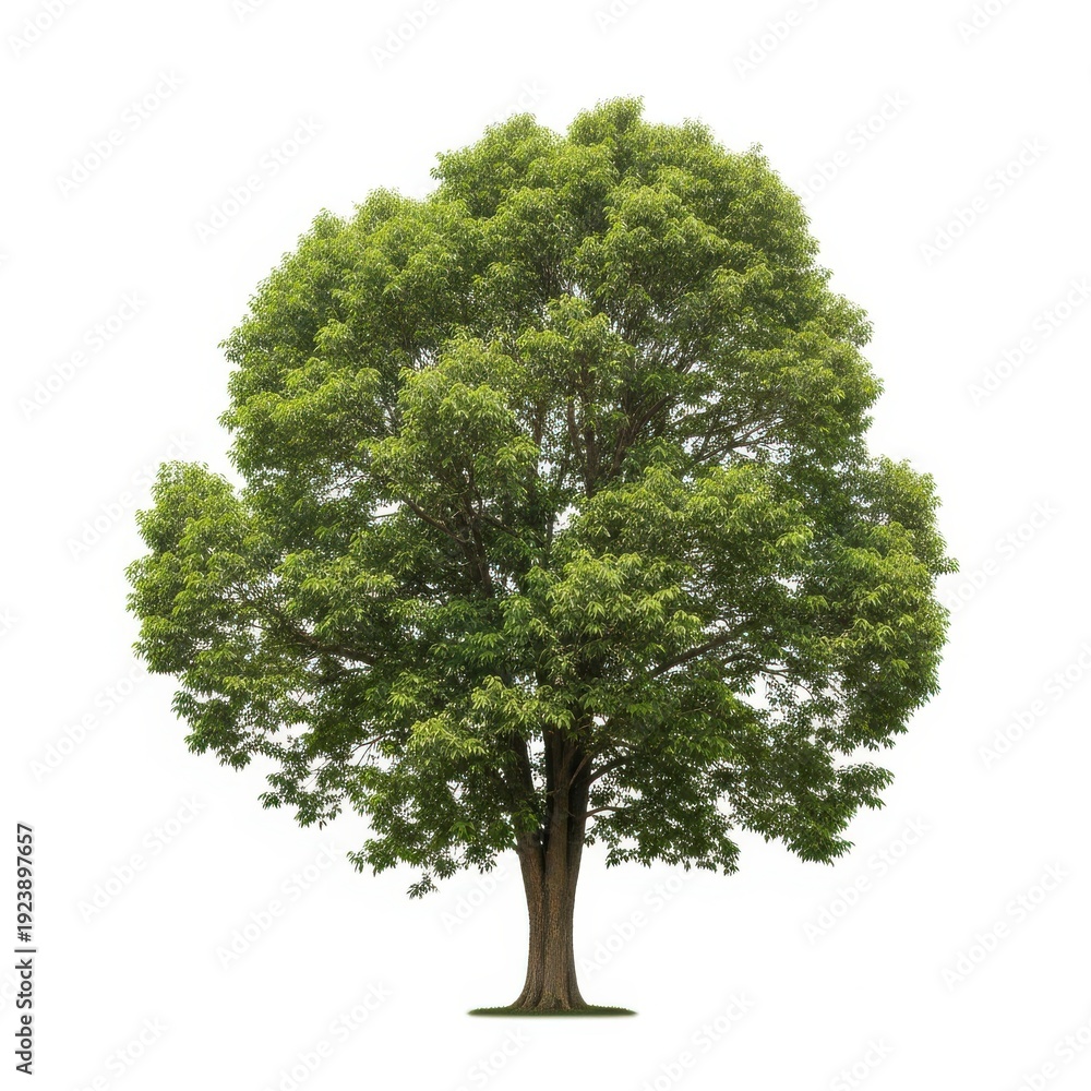 Fototapeta premium A majestic green tree standing tall against a white background