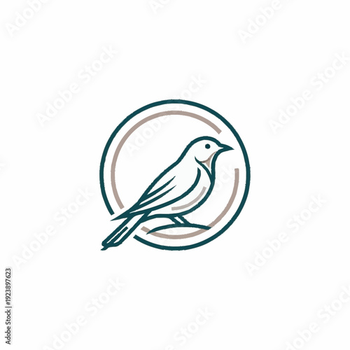Elegant Bird Illustration Inside a Circular Emblem.