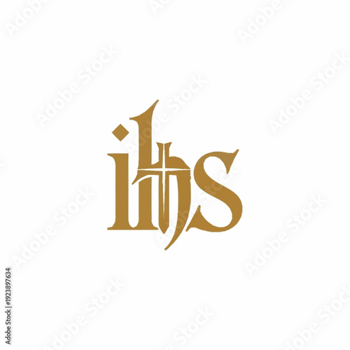 Elegant IHS monogram with cross symbol.