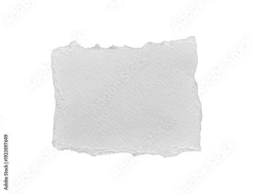 Square torn white paper isolated on transparent background with rough edges