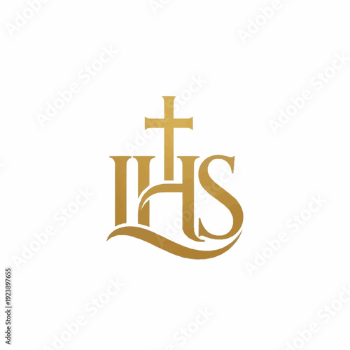 Golden IHS Monogram with Cross Symbol.