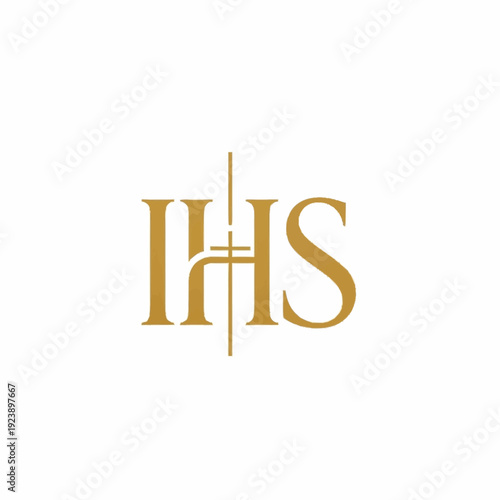 Golden IHS monogram with cross symbol.