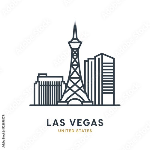 Iconic Las Vegas Skyline with Tower and Modern Buildings