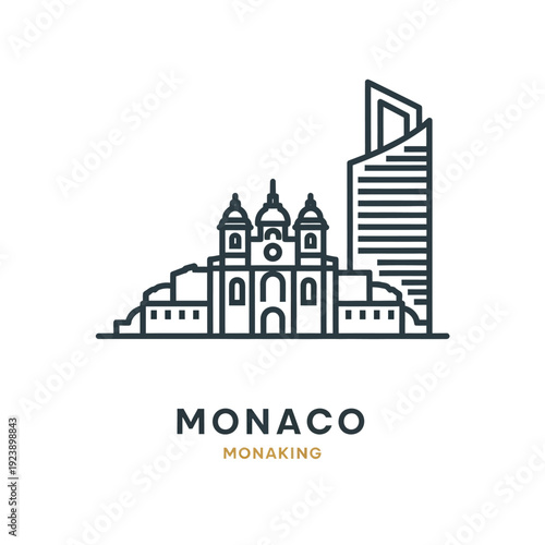 Iconic Monaco Skyline and Monaking Architecture Illustration