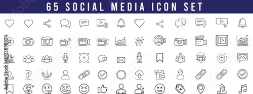 Social Media Icon Set – 65Minimal Editable Vector Icons 