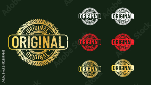 A collection of original stamps on a dark green background