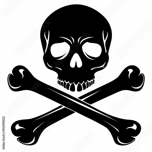 Black Skull and Crossbones Vector Icon