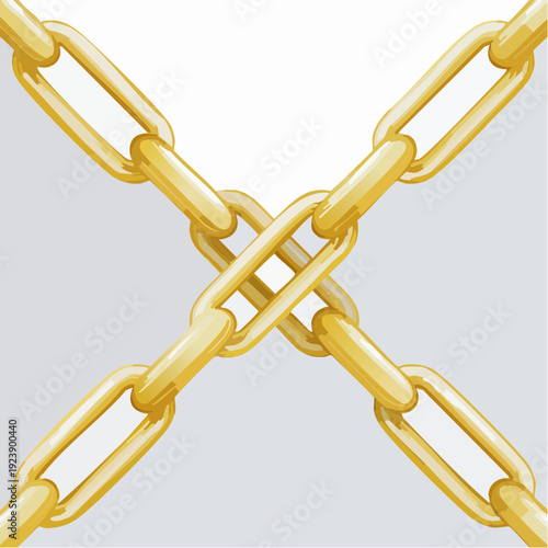 Golden chain links intertwined against a light gray background.