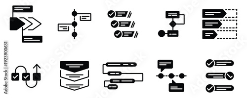 Workflow Diagram and Process Flow Icon Set