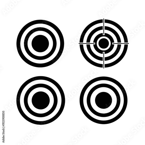 Set of Four Target Icons: Simple Circular and Crosshair Designs