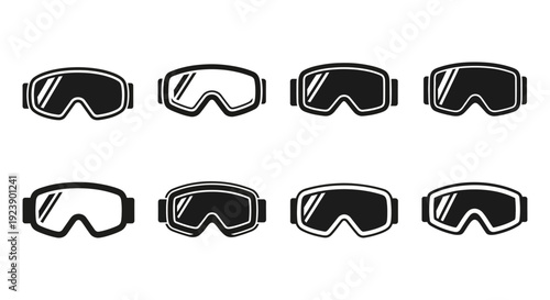 Set of Ski Goggles Icons: Winter Sports Eyewear Collection
