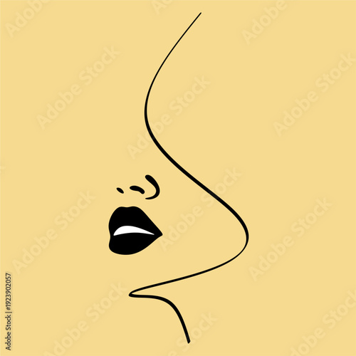Modern woman portrait, beauty, surreal face, female body line art. For use as a flyer template or for use in web design