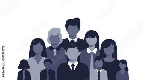 Diverse group of people standing together, representing unity and community.