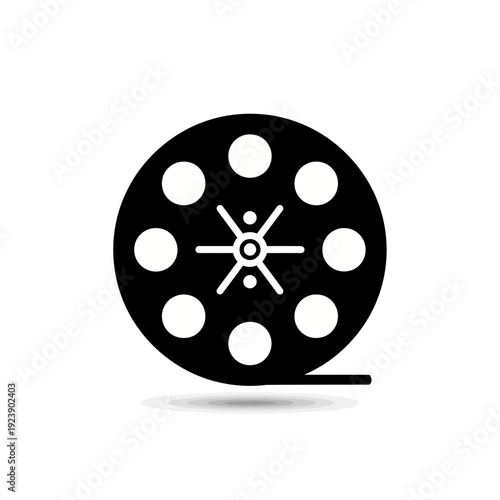 Vintage Film Reel Icon - Classic Cinema and Movie Production Symbol