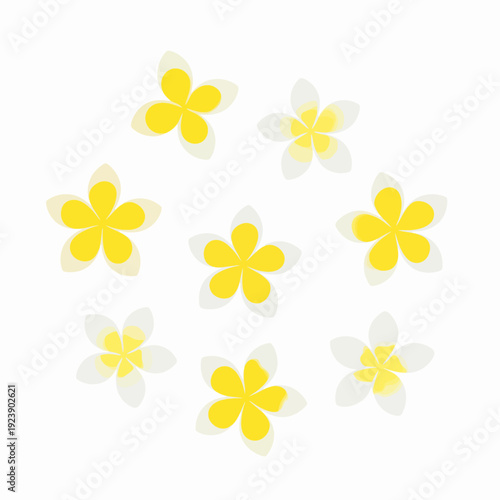 Flat design illustration of yellow flowers arranged in a circular pattern viewed from directly above