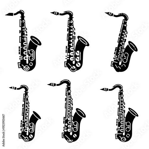 Vintage Saxophone Silhouettes Collection: Musical Instrument Icons