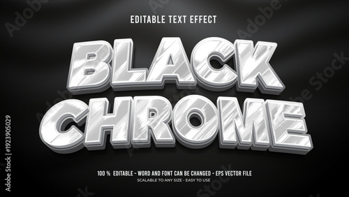black chrome editable text effect 3d	