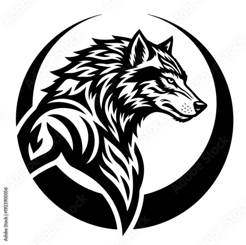 werewolf ,round ,logo ,vector,