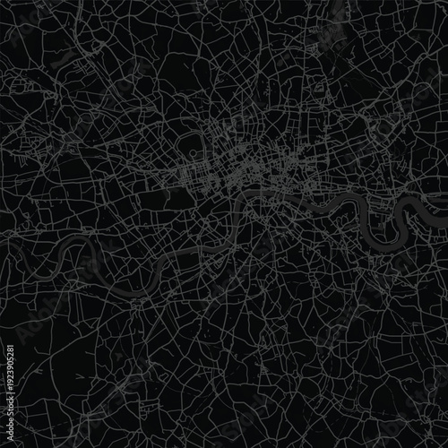 London City Map Elegant Blueprint Composition Featuring Sophisticated Road Network Art, Suited for Elegant Living Spaces and Sophisticated Office Styling Art, emphasizing refined linework.
