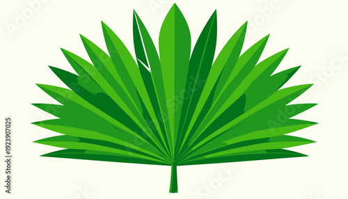 Green leaf illustration in flat design style, showcasing nature's beauty from a top view