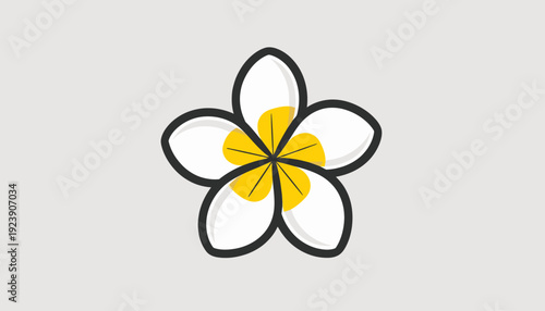 Simple flat design flower icon with five petals and a yellow center in a minimalist style