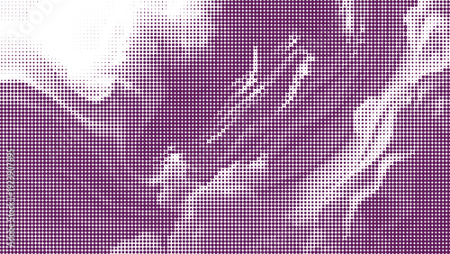 Abstract halftone pattern background in vibrant purple and white dots, retro comic book style visual texture with vector illustration