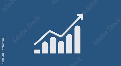 Bar chart with upward trending arrow showing growth and progress