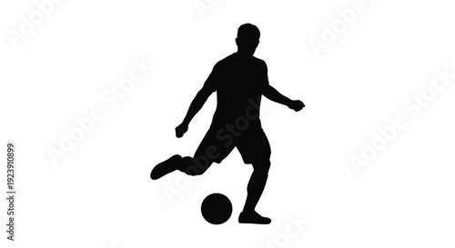 A dynamic soccer player in motion captured as a striking silhouette