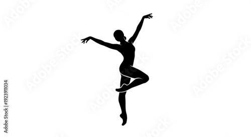 Silhouette of a woman dancing alone in a graceful pose on a white background with elegance and freedom