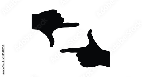 Two hands forming shapes one pointing one displaying dislike silhouette