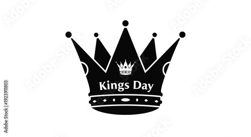 A black crown with text reading kings day a striking silhouette