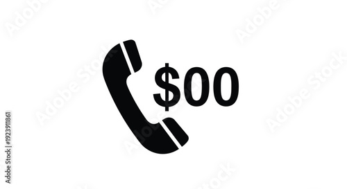 Phone graphic with dollar sign representing cost or financial call silhouette