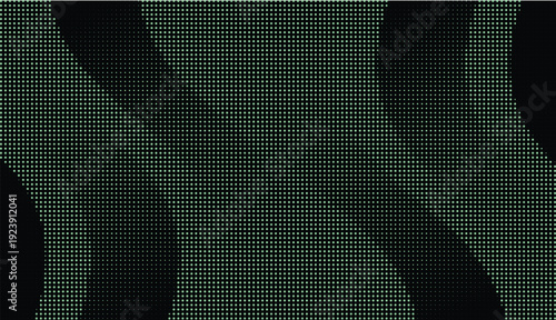 Abstract digital screen texture with green pixel grid pattern and dark flowing shapes, technology background concept with vector illustration