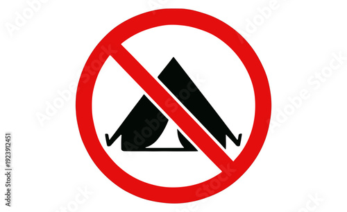 Free Download Red circle with diagonal line over black tent symbol - GFXLoad
