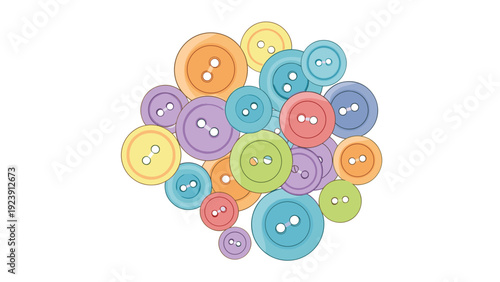 Large collection of colorful sewing buttons in various sizes and shades of blue, green, yellow, and red for craft and hobby.