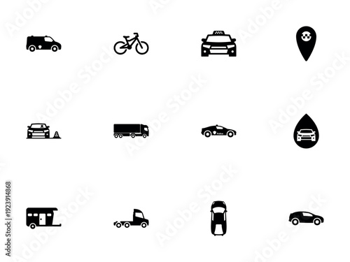 Transportation and Vehicle Navigation Icon Pack for Map Applications