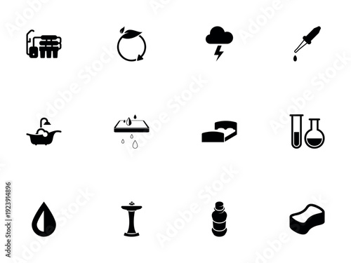 Water Quality Testing and Home Hygiene Element Icon Collection