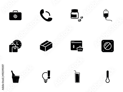 Service Support Medical Supplies and Celebration Icon Collection