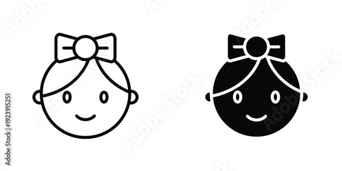 Baby girl face icon graphic design vector symbols. Best for Graphics