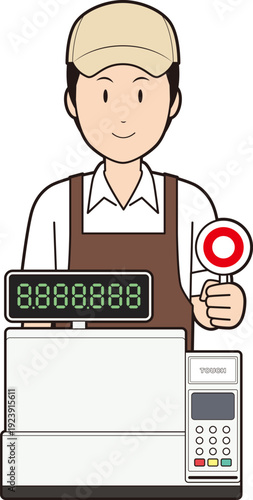 レジスターと男性カフェ店員⑨