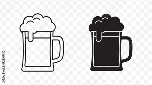 Set of 2 beer mug icons vector