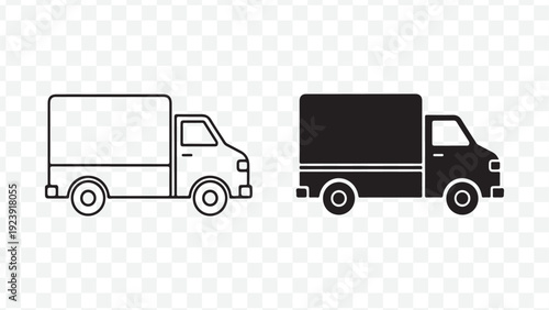 Delivery truck icon set isolated on Transparent Background